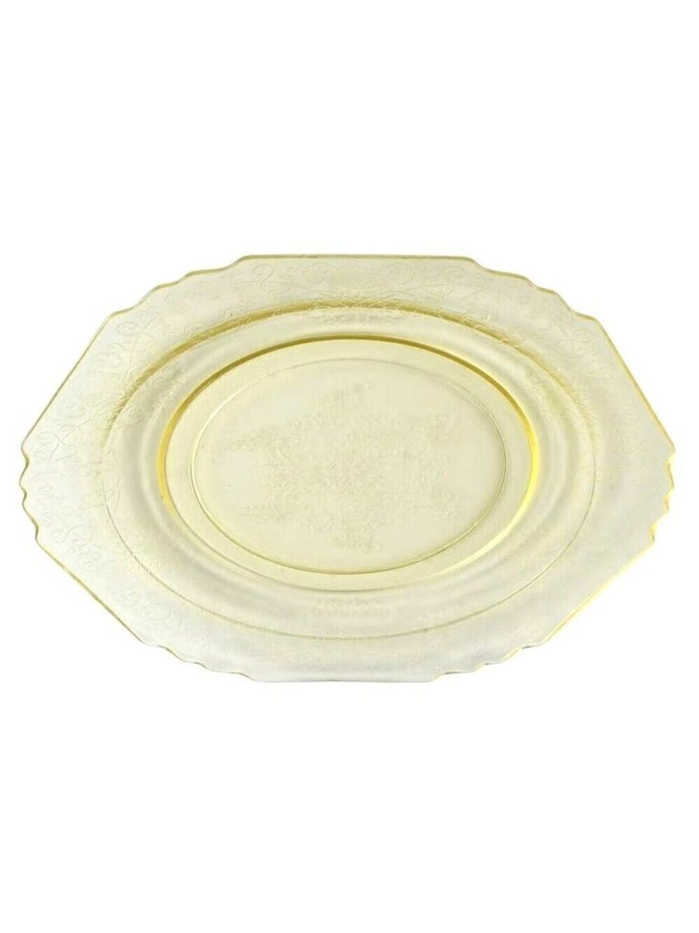 Vintage Hazel-Atlas Florentine Yellow Depression Glass Plates Set Of 2 Floral De